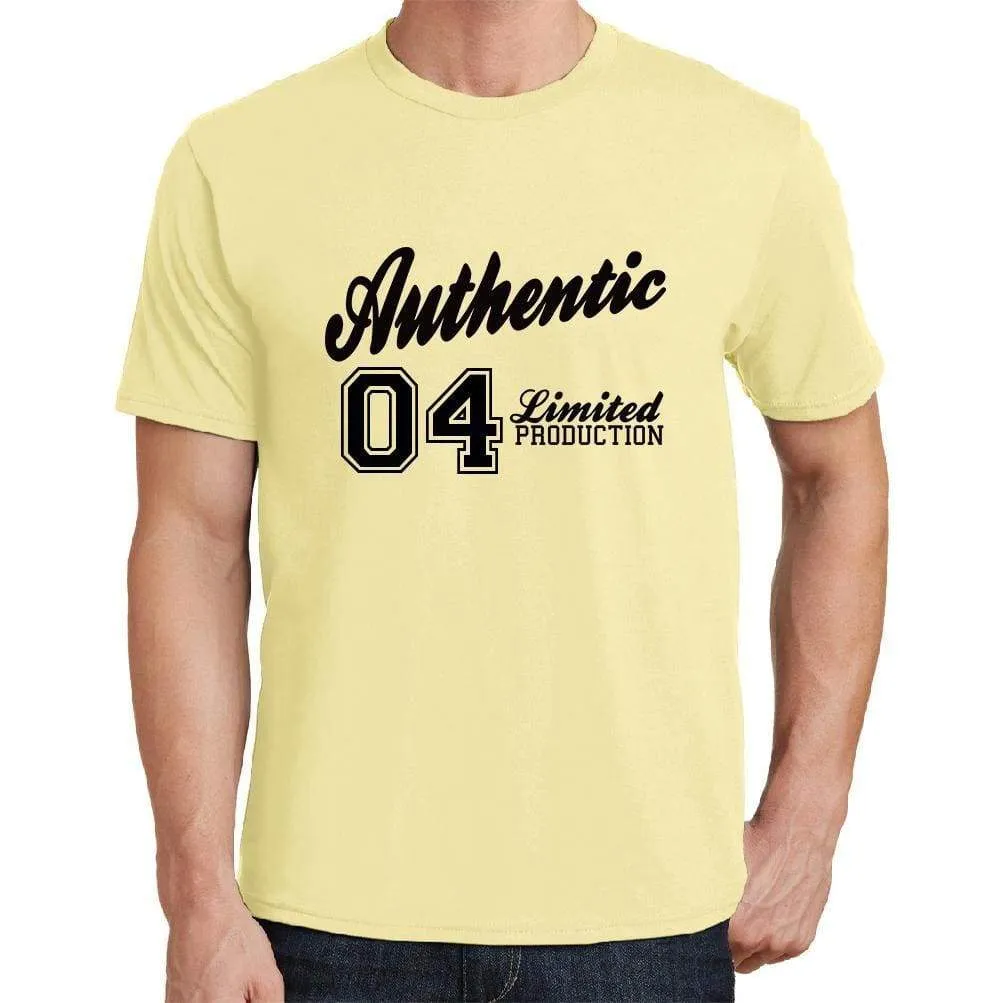 04, Authentic, Lemon, Men's Short Sleeve Round Neck T-shirt