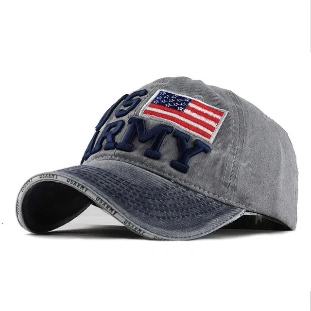 100% Washed Cotton Embroidery US Army Flag Baseball Cap