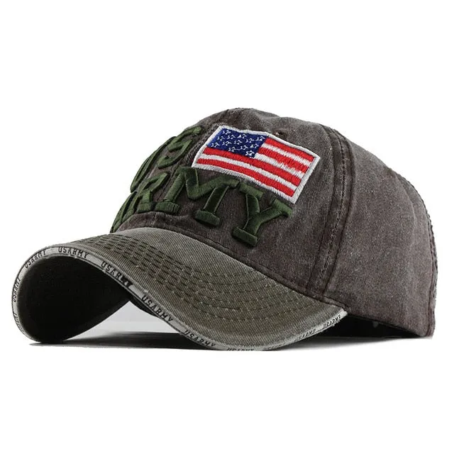 100% Washed Cotton Embroidery US Army Flag Baseball Cap