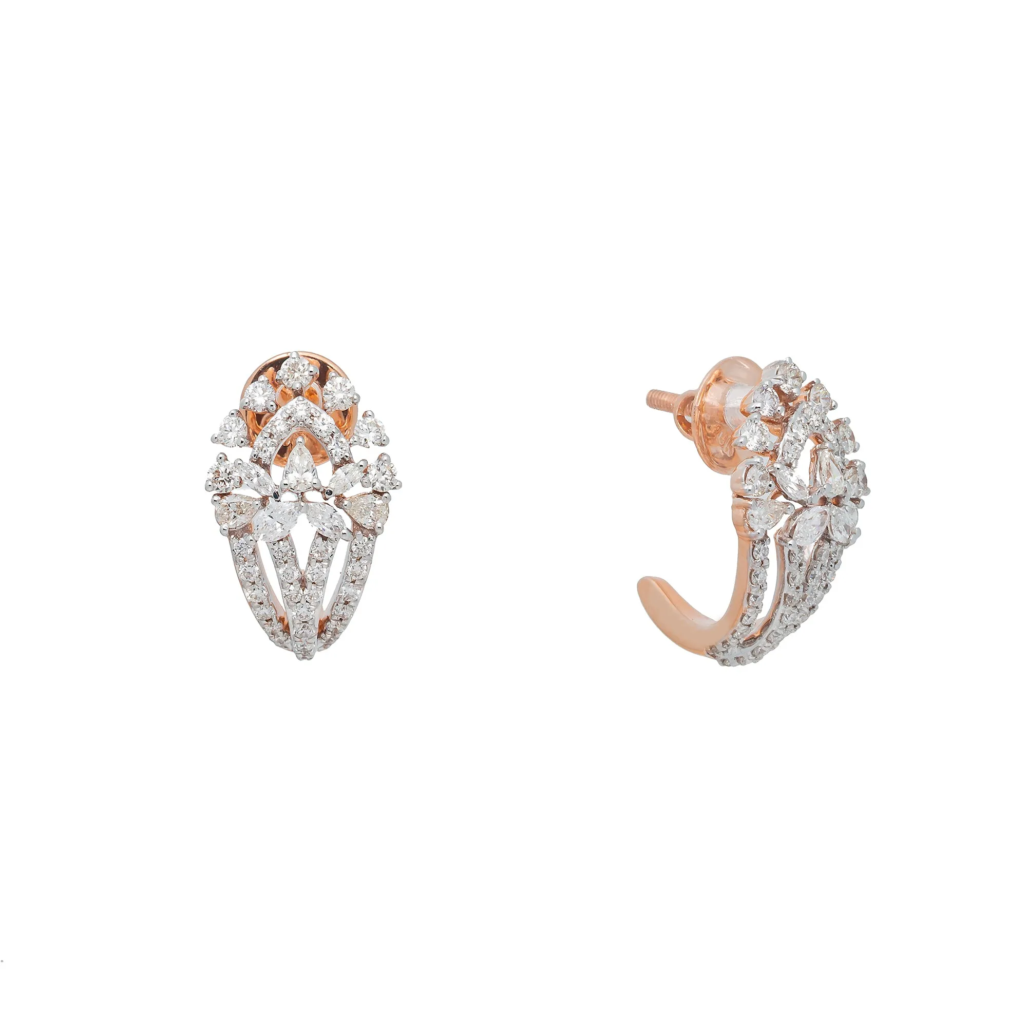 18K Rose Gold & 1ct Diamond Stud Earrings (4.8gm)