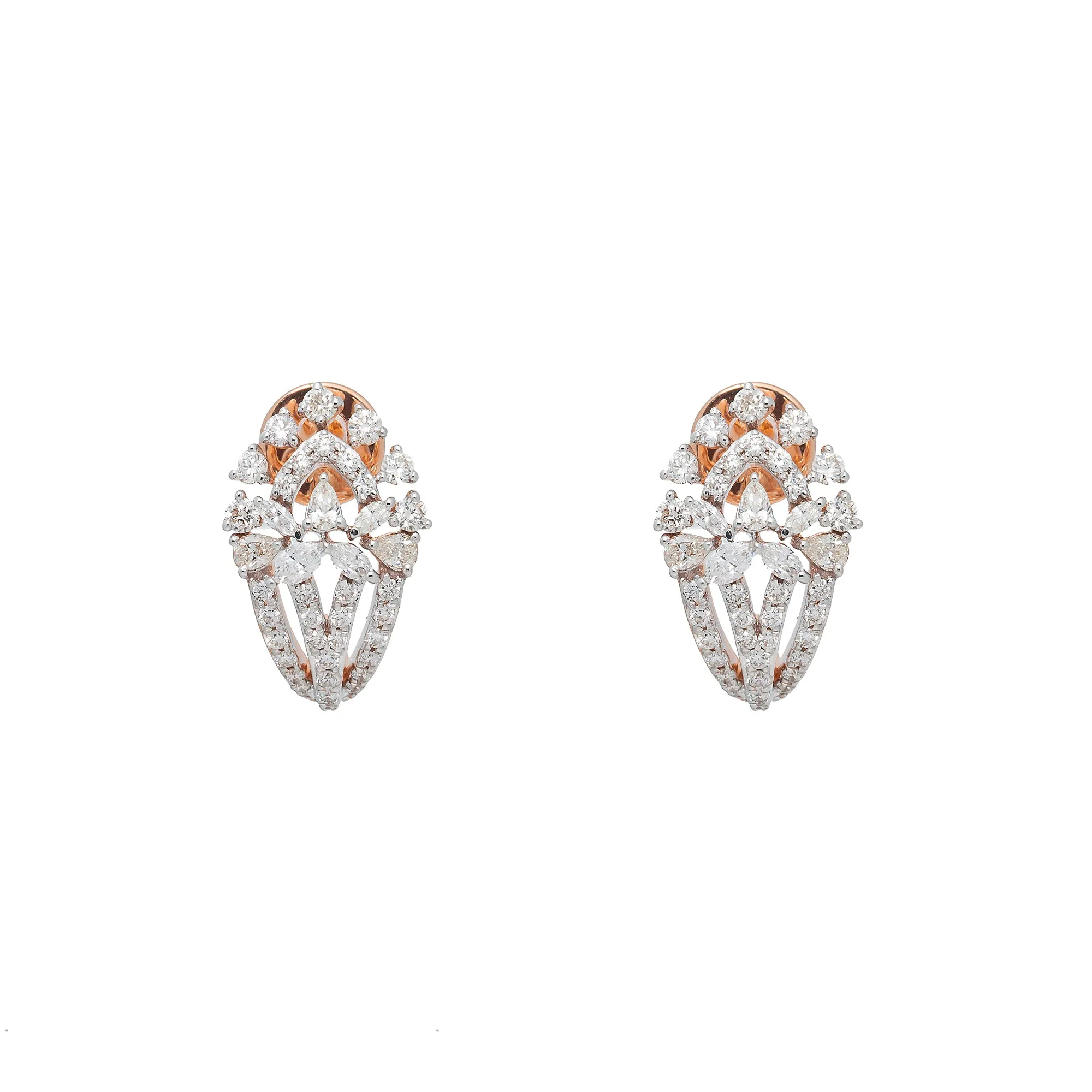 18K Rose Gold & 1ct Diamond Stud Earrings (4.8gm)