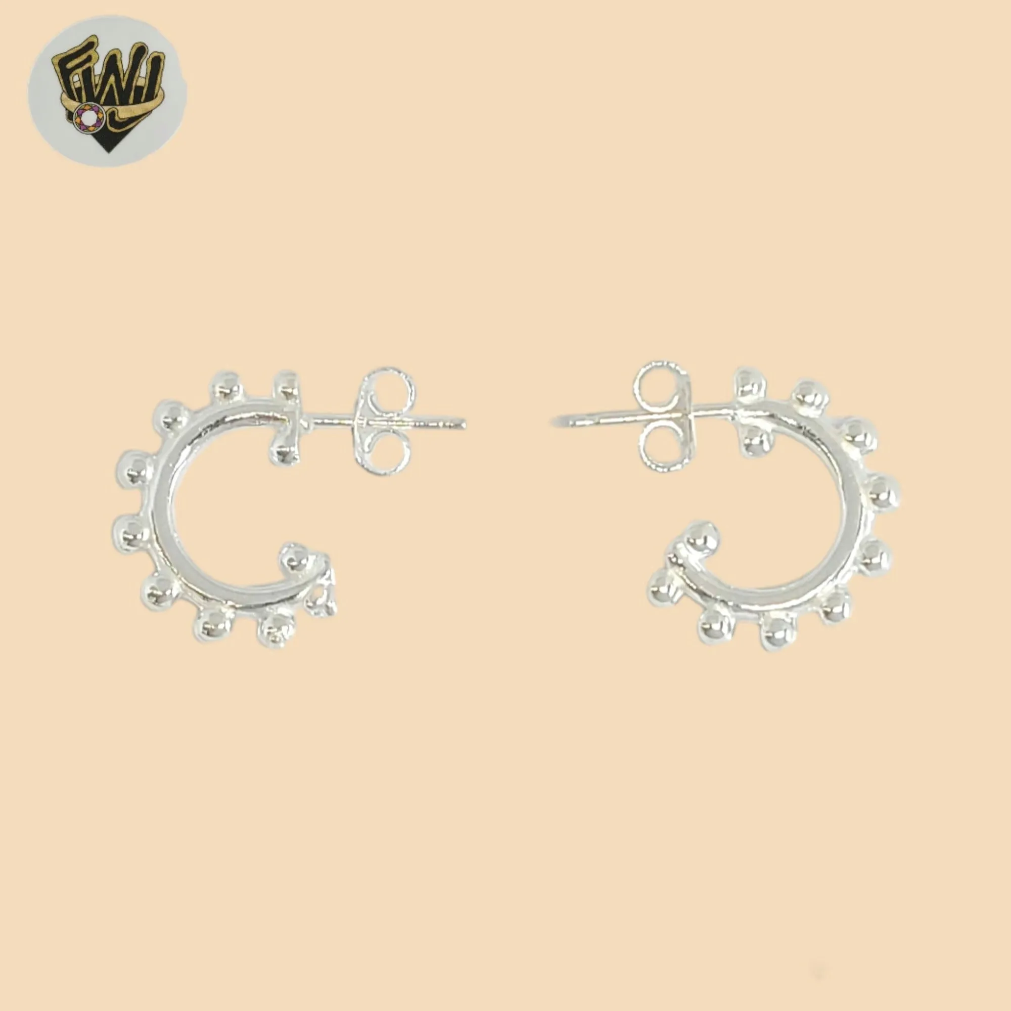 (2-4076) 925 Sterling Silver - Balls Half Hoops.