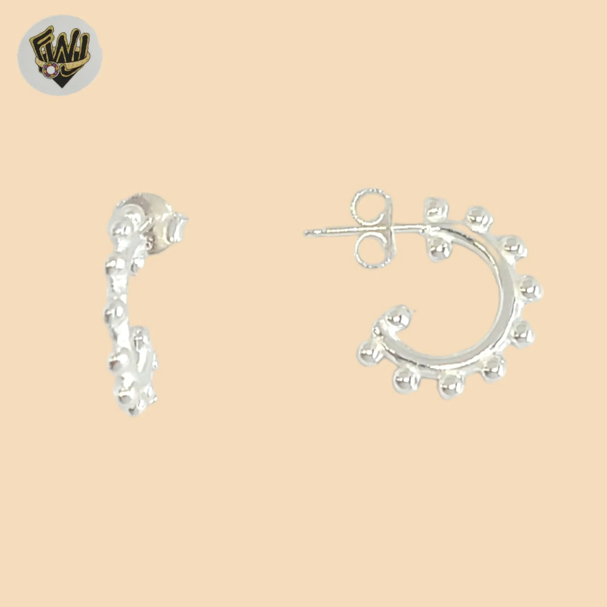 (2-4076) 925 Sterling Silver - Balls Half Hoops.