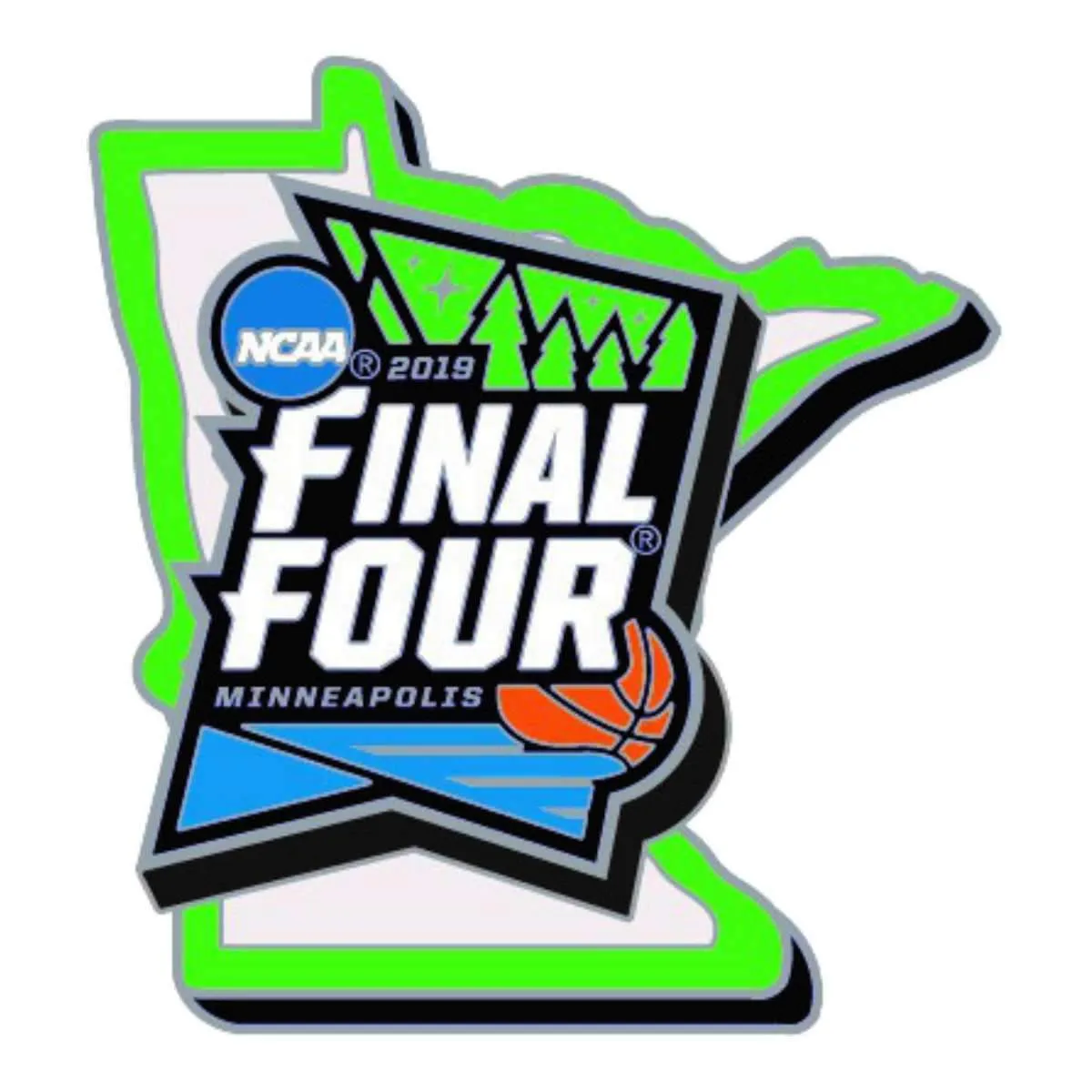 2019 NCAA Basketball Final Four March Madness Minneapolis MN State Lapel Pin