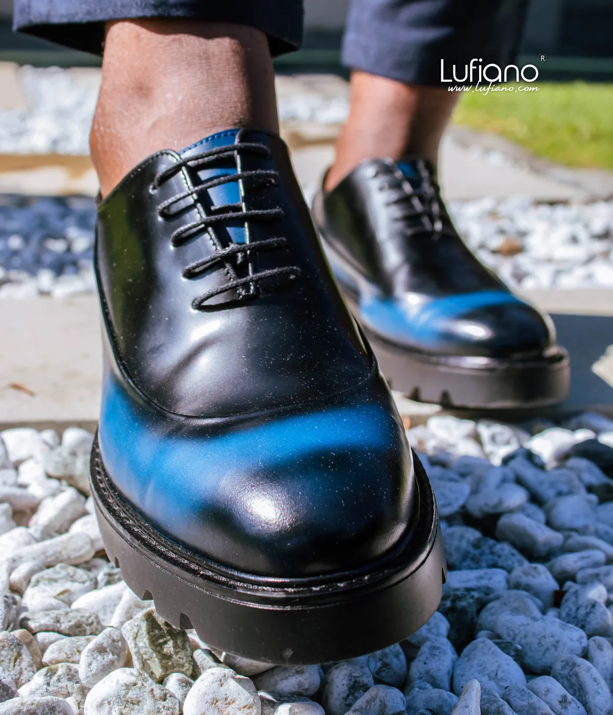 206 - Lufiano Lace Up: Black/blue