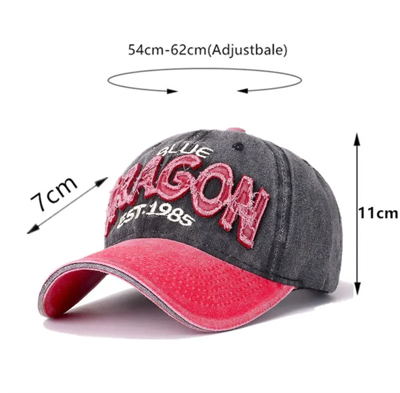 3D Retro ORAGON Embroidered Washed Cotton Baseball Adjustable Snapback Cap