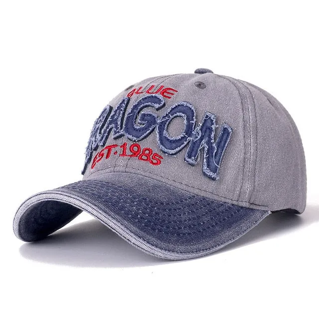 3D Retro ORAGON Embroidered Washed Cotton Baseball Adjustable Snapback Cap