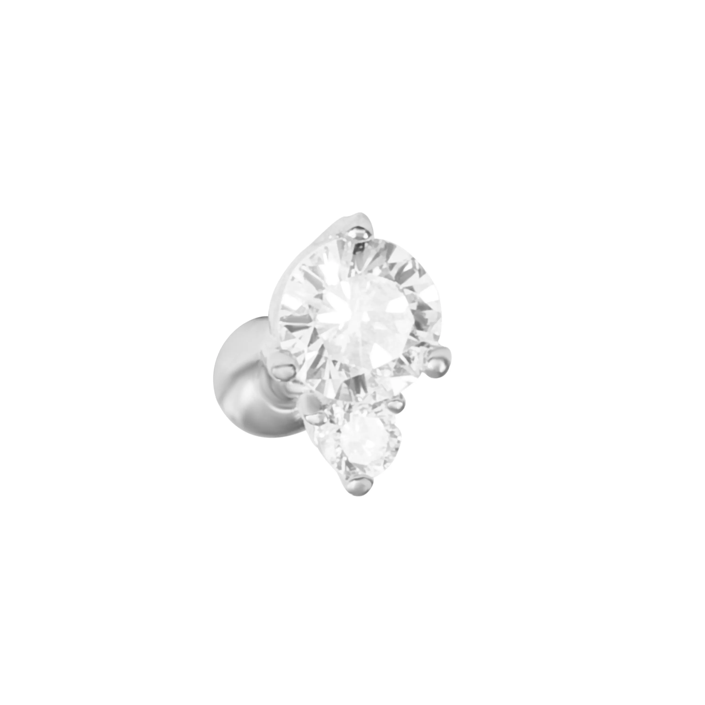 925 Cz Cute Delicate Teardrop Ear Barbell Piercing