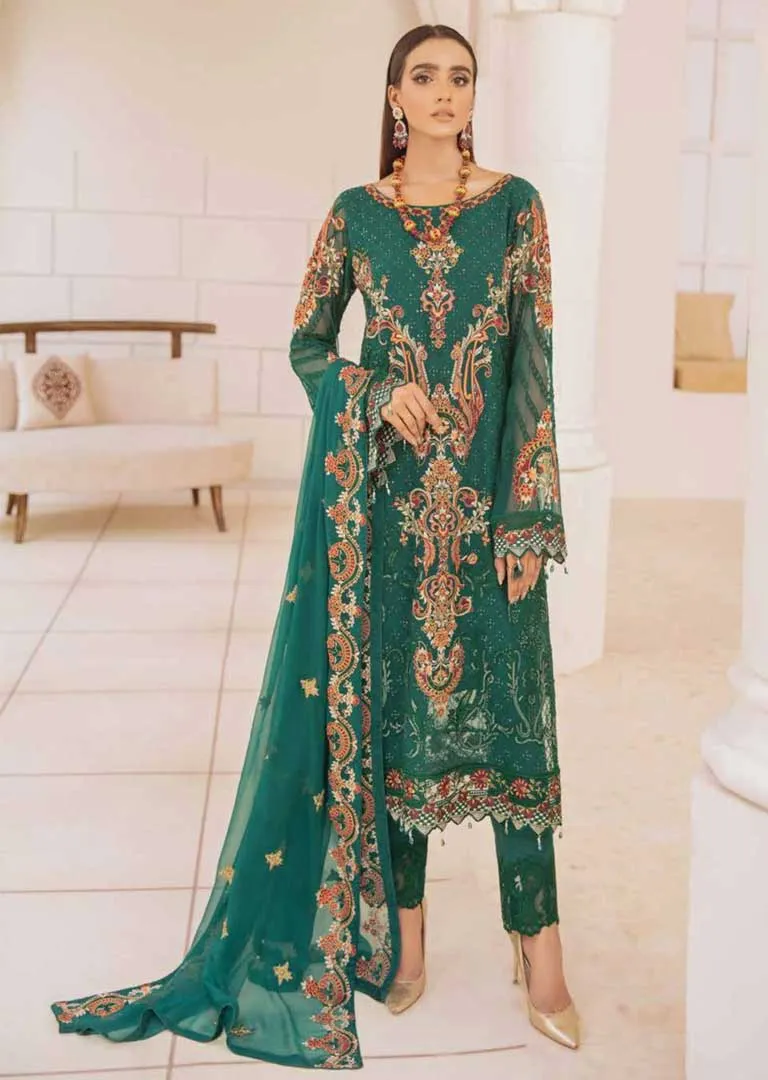 A-409R - Readymade - Ramsha Chevron Chiffon Suit