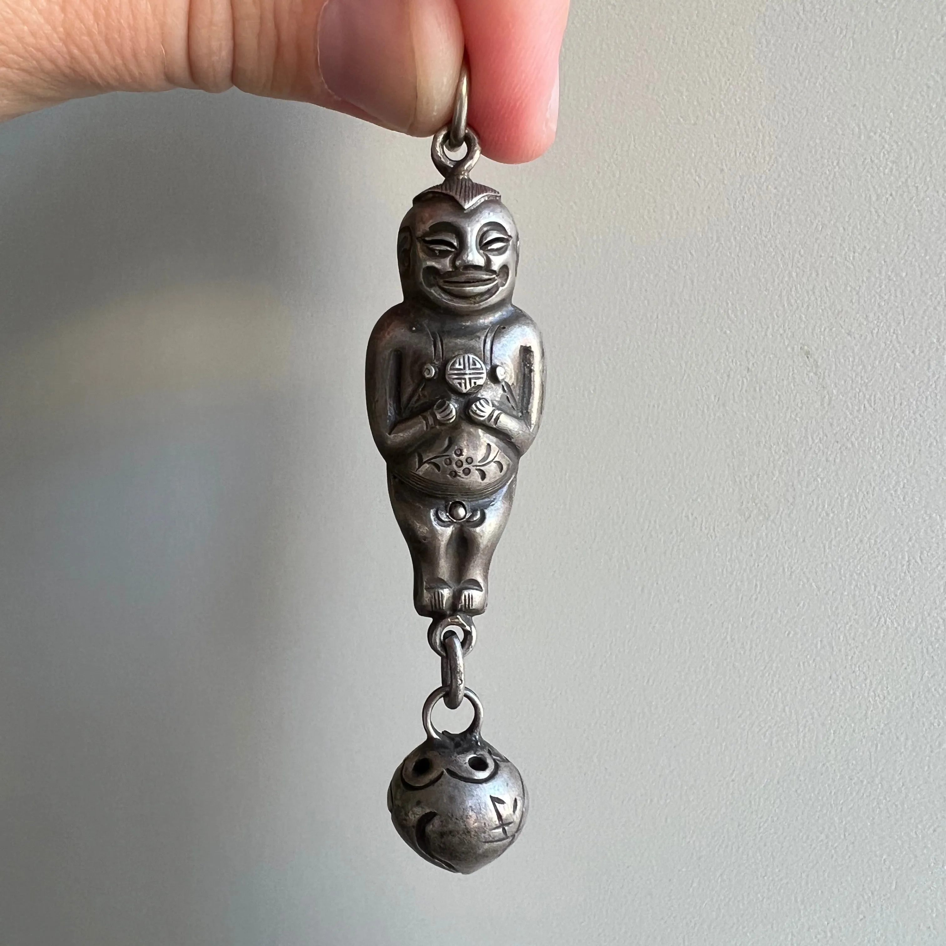 A N T I Q U E // dynamic fellow / Qing dynasty silver fertility figure / a pendant