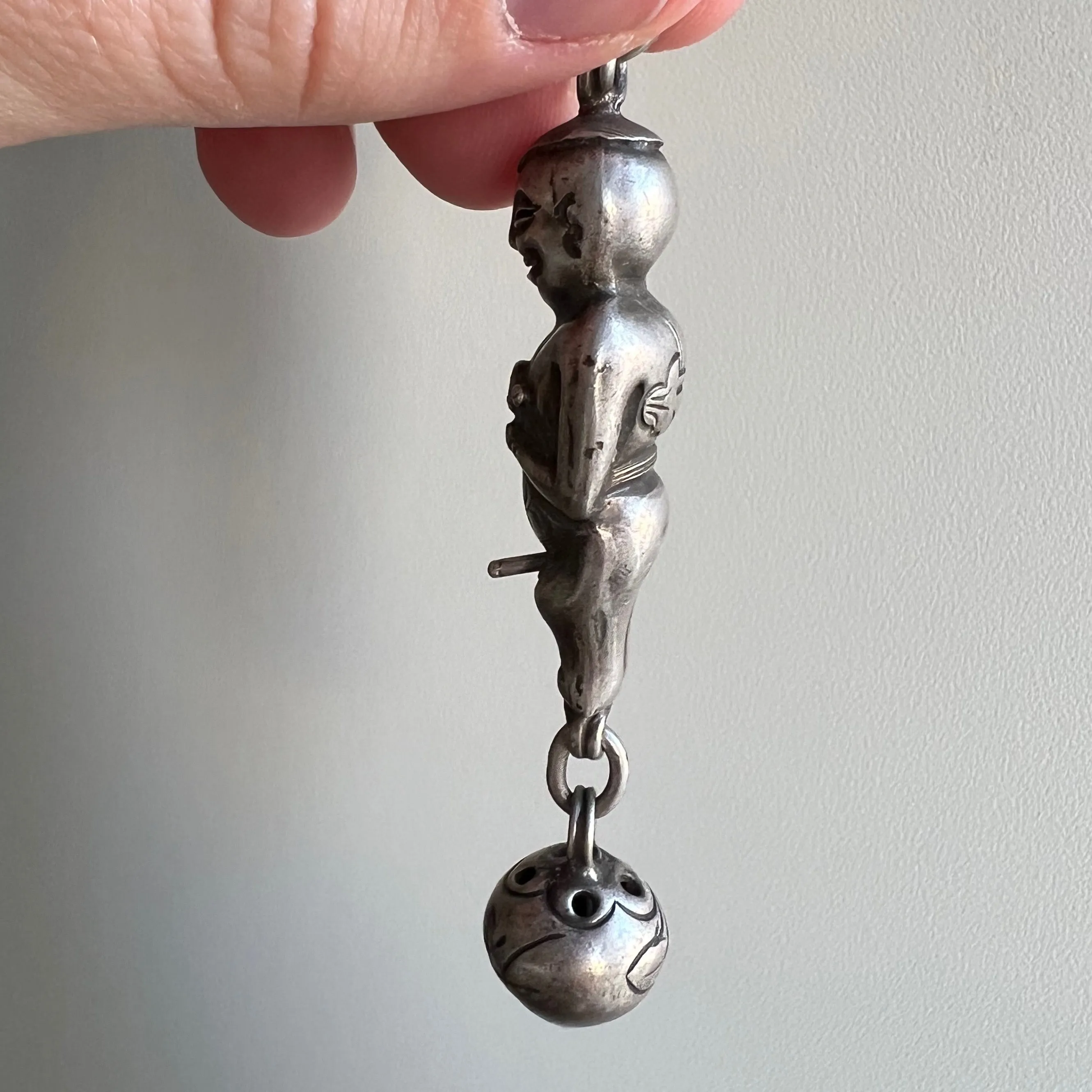 A N T I Q U E // dynamic fellow / Qing dynasty silver fertility figure / a pendant