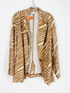 A New Day Size 1X Brown/Cream Tiger Print Linen Blend PLUS Jacket-Plus