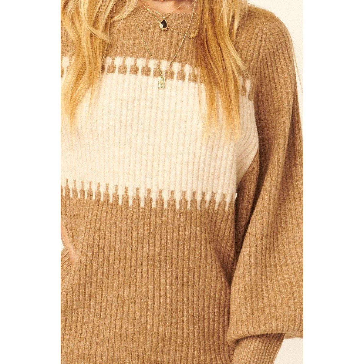 A Ribbed Knit Sweater Mini Dress