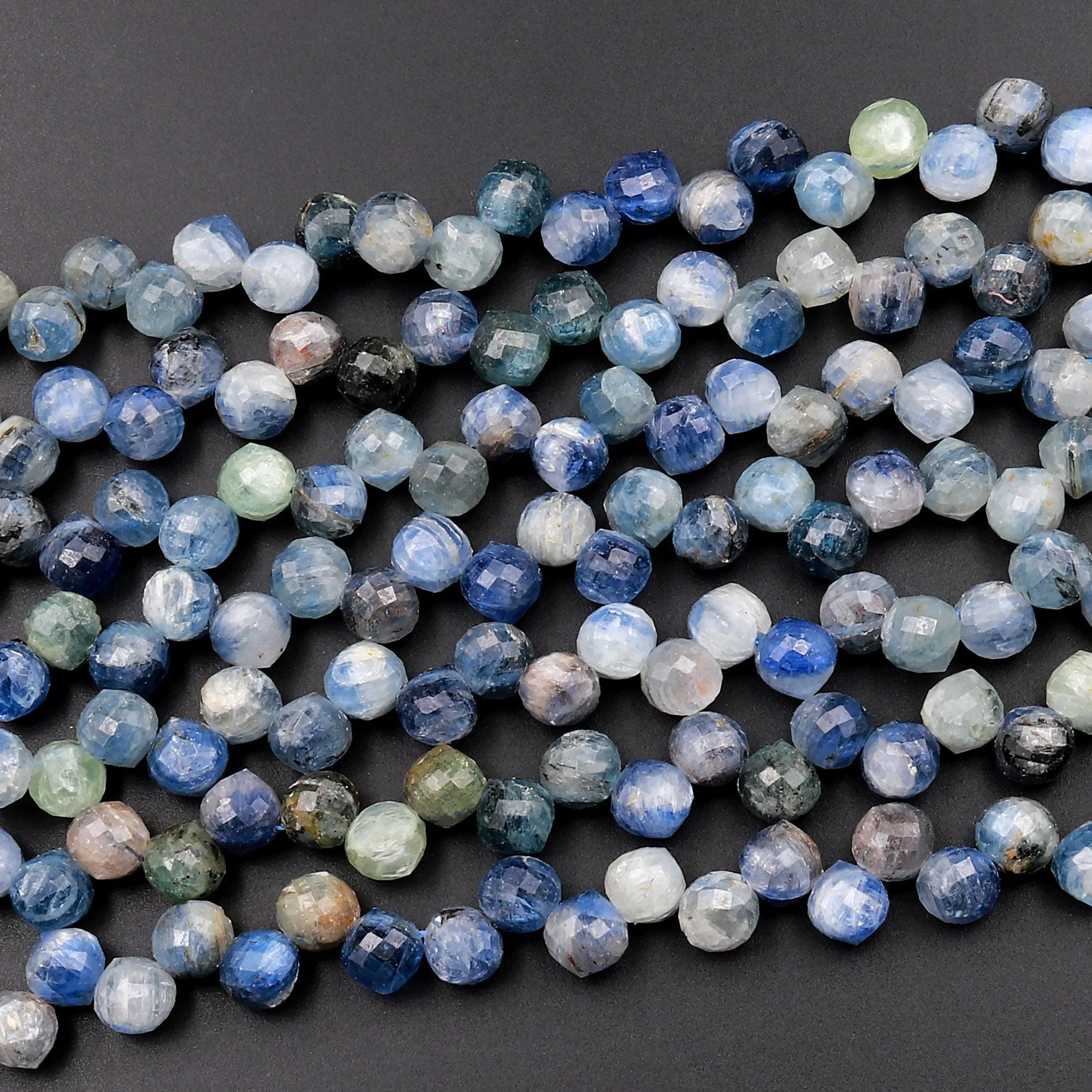 AA Natural Multicolor Blue Green Kyanite Faceted 6mm Rounded Teardrop Briolette Beads 15.5" Strand