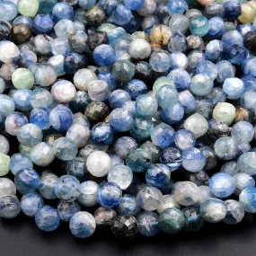 AA Natural Multicolor Blue Green Kyanite Faceted 6mm Rounded Teardrop Briolette Beads 15.5" Strand