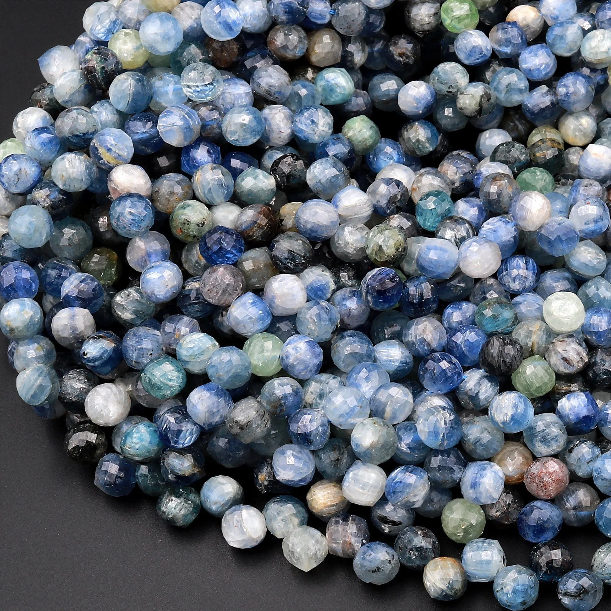 AA Natural Multicolor Blue Green Kyanite Faceted 6mm Rounded Teardrop Briolette Beads 15.5" Strand