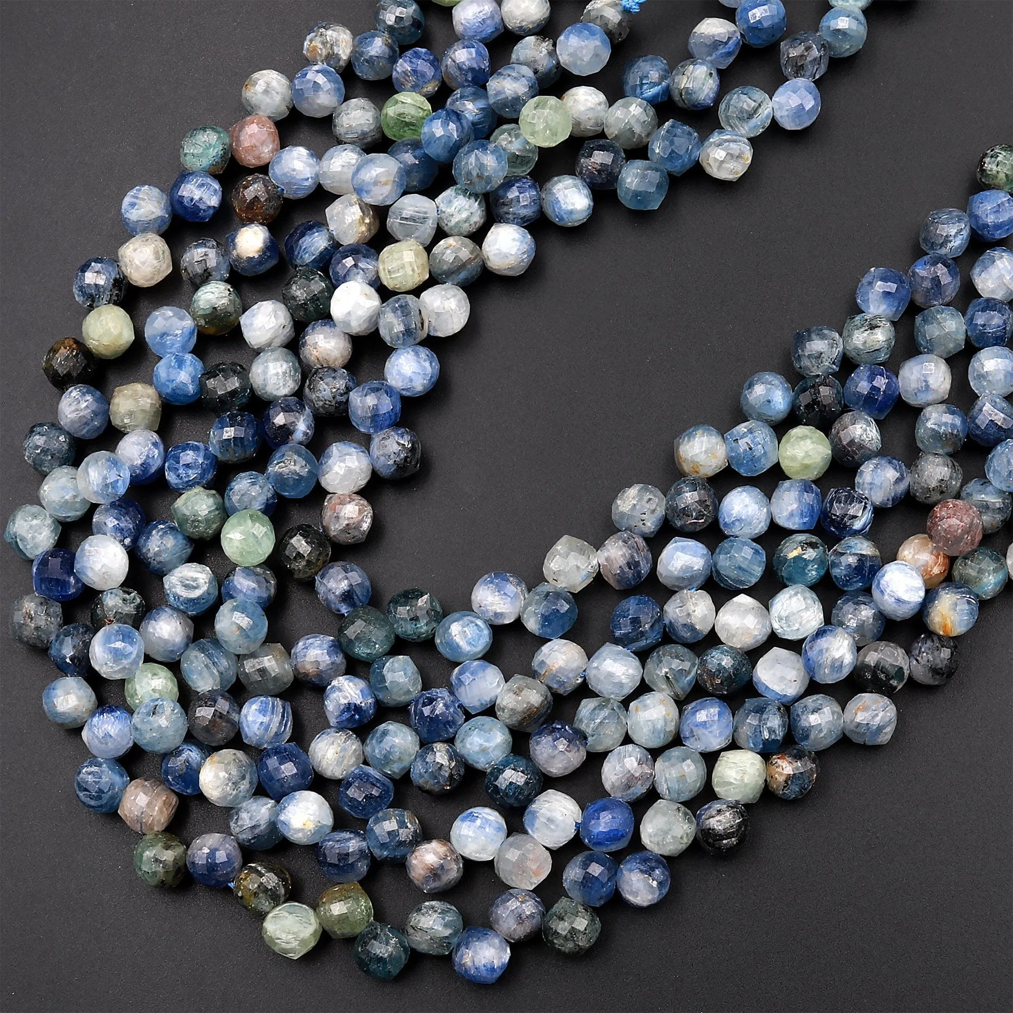 AA Natural Multicolor Blue Green Kyanite Faceted 6mm Rounded Teardrop Briolette Beads 15.5" Strand