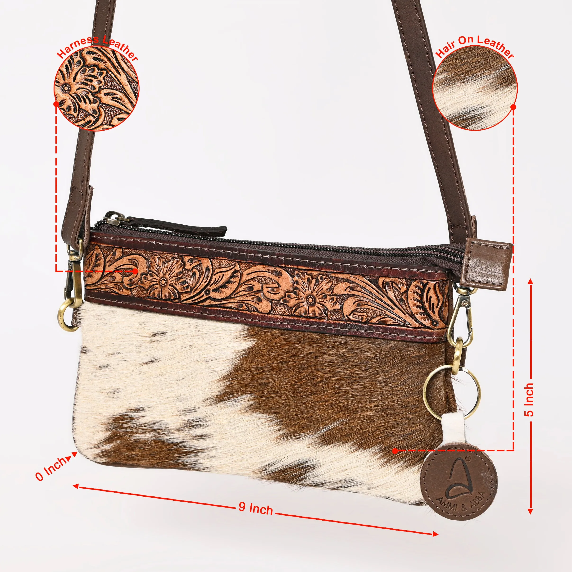 A&A-985  Montana West 100% Genuine Hair-On Cowhide Leather  Crossbody