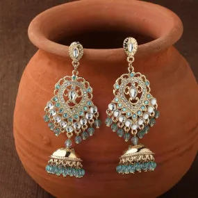 Accessorize London Blue Kundan Long Earring Zinc Jhumki Earring