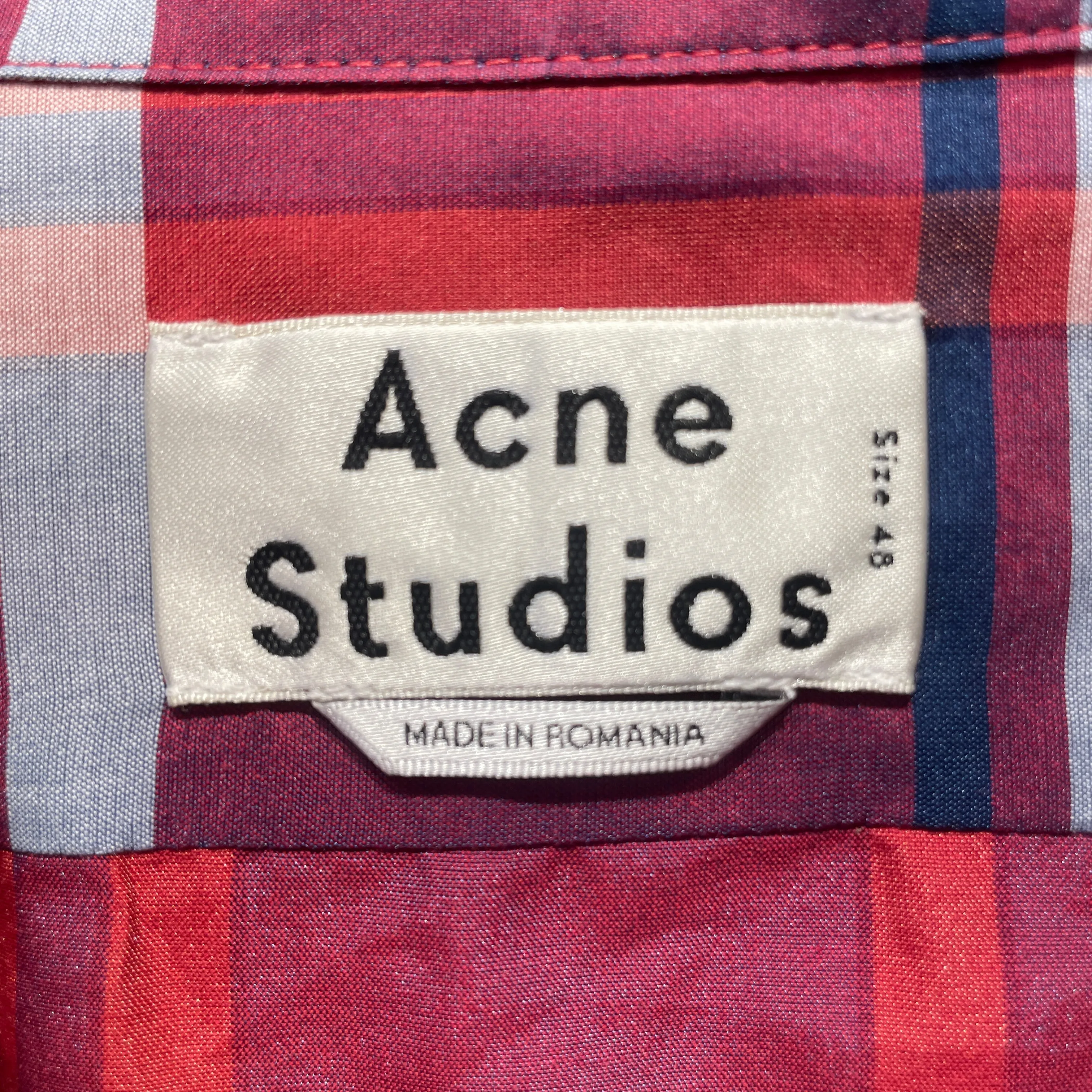 Acne Studios/SS Shirt/48/Cotton/RED/Plaid/