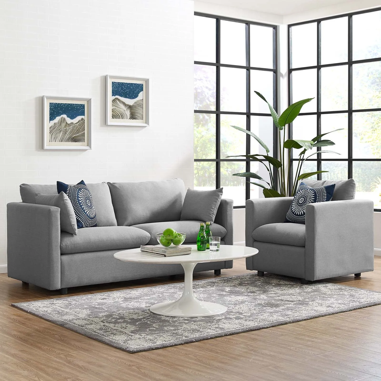 Activate Upholstered Fabric Sofa and Armchair Set