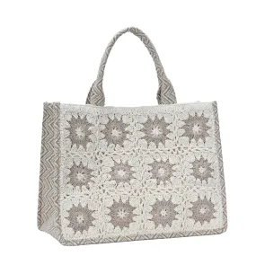 Adeline's Charm Crochet Cotton Canvas Book Tote Bag