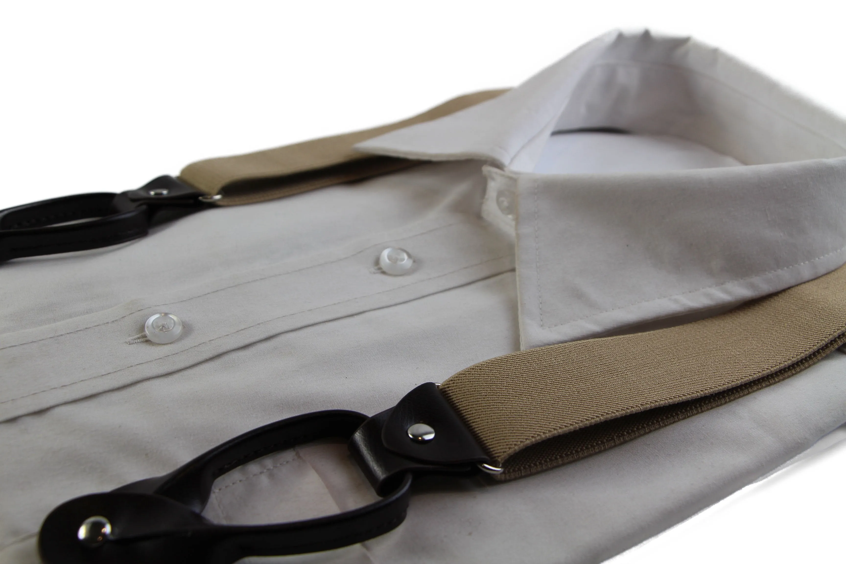 Adjustable Latte Wide 6 Button Hole Mens & Womens Suspenders