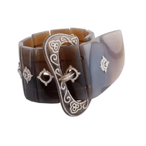 Agate and Diamond Buckle Cuff