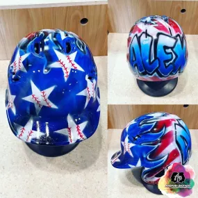 Airbrush USA Flag w/ Baseball Stars Design (Full Helmet)