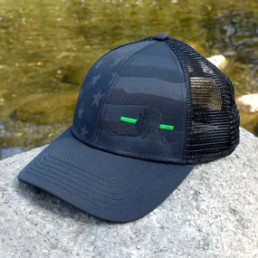 Alaska State Outline Green Line Military Support Hat