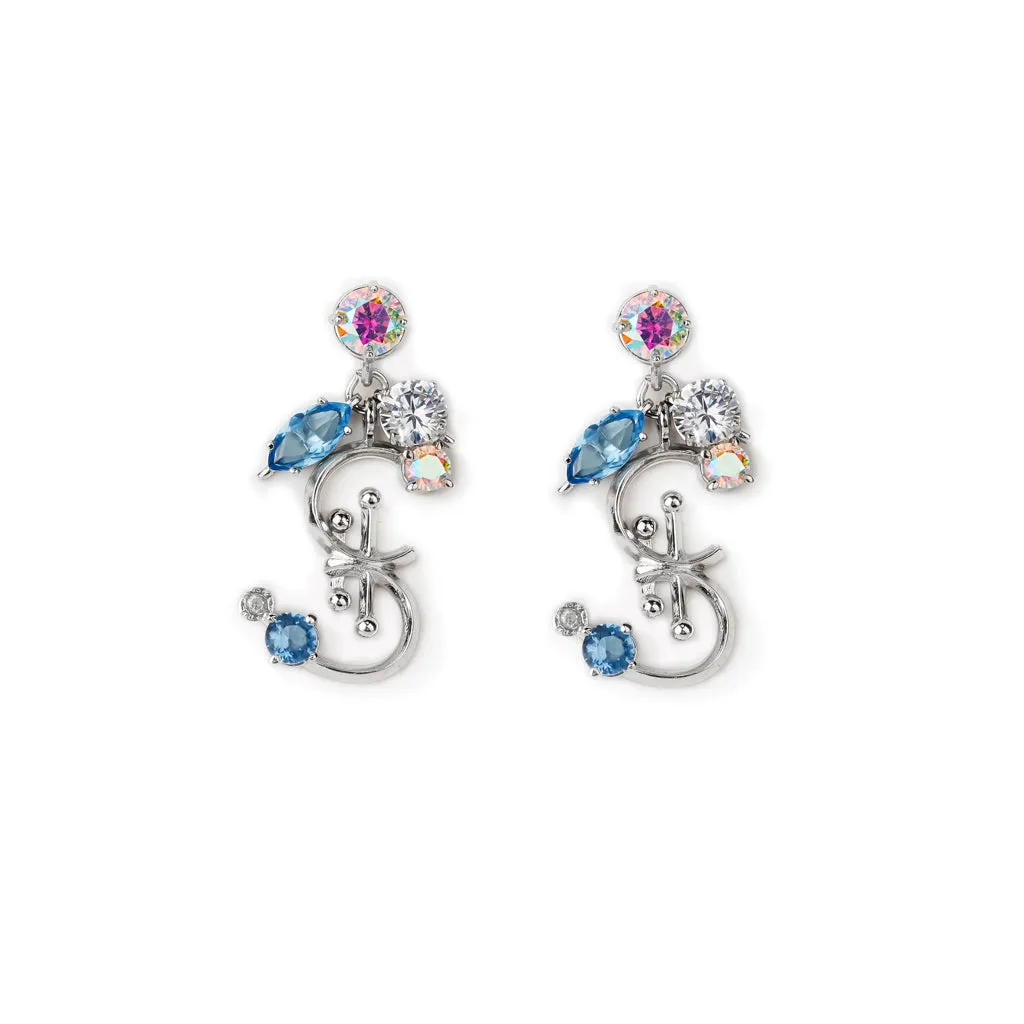 Alphabet X Willow Earrings [Unicorn/Light blue/White gems]