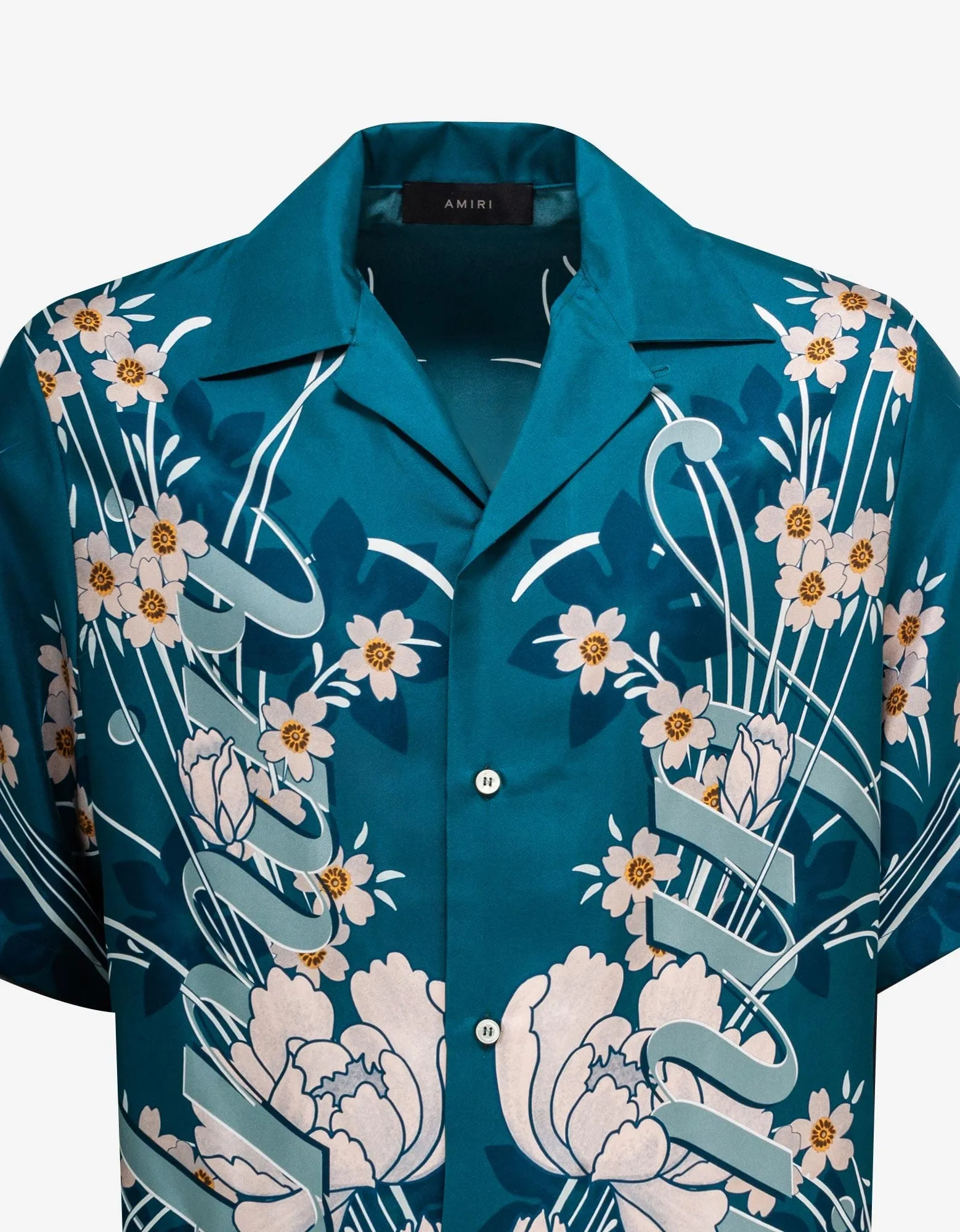 Amiri Blue Floral Bowling Shirt