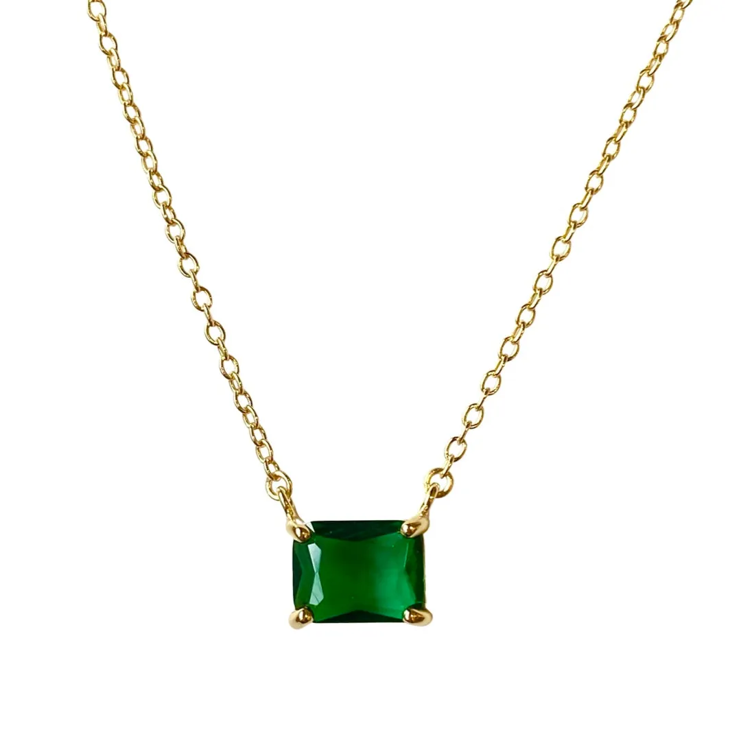 Amy East West Birthstone Rectangle Necklace