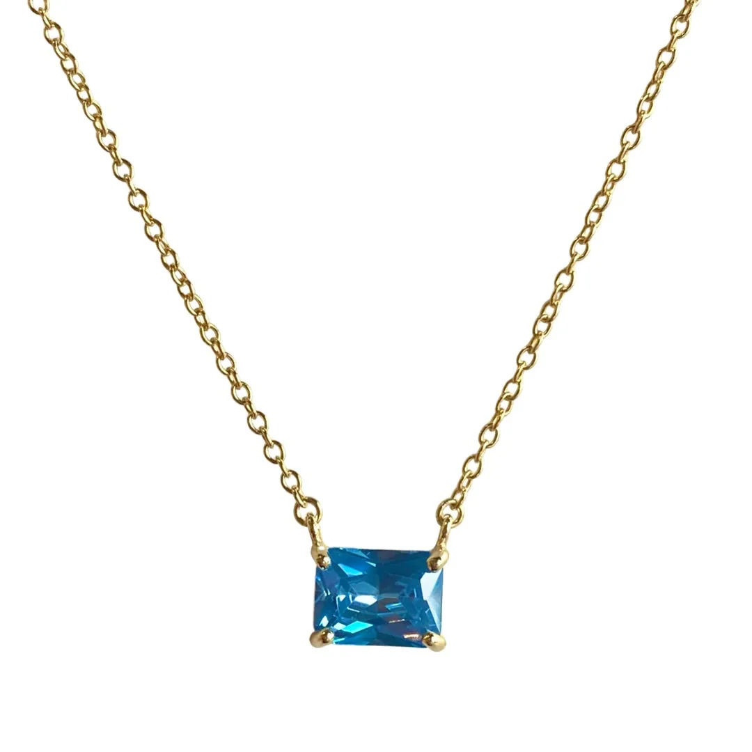 Amy East West Birthstone Rectangle Necklace