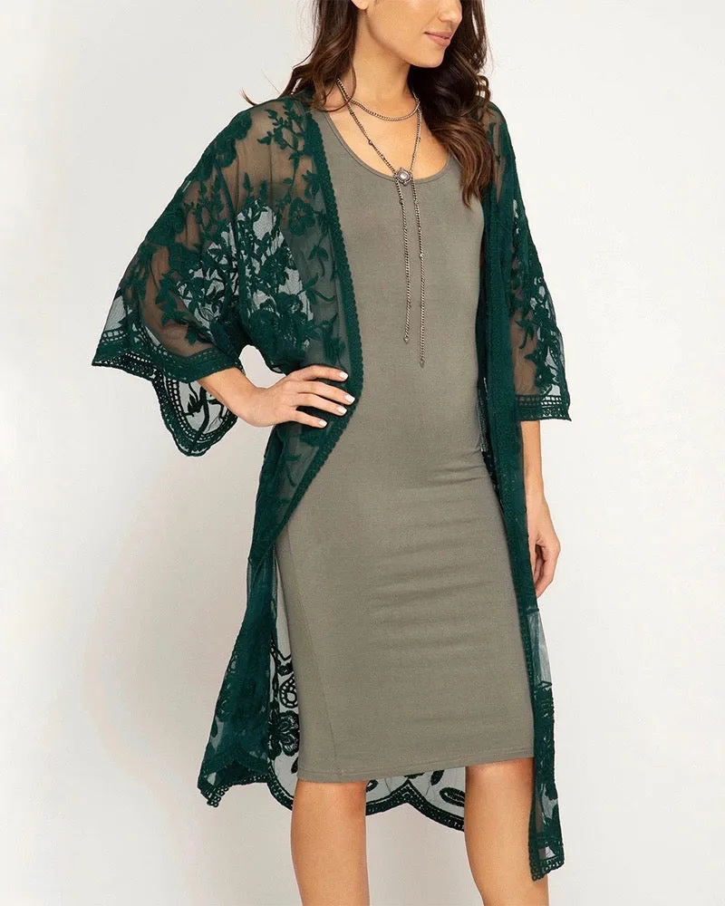 Anabelle Crochet Lace Midi Duster Cardigan in More Colors