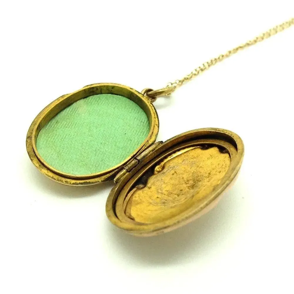 Antique Victorian Gilt Locket Necklace