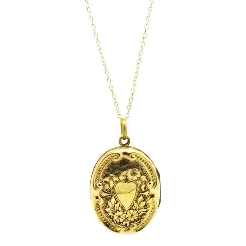 Antique Victorian Gilt Locket Necklace