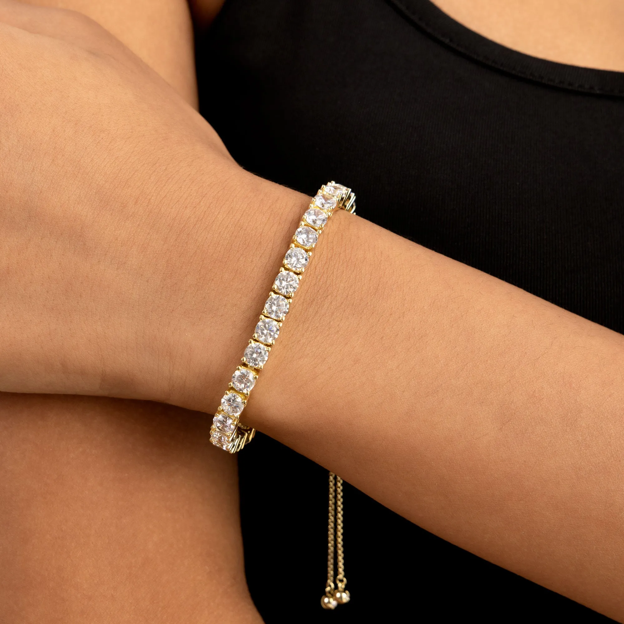 Aporro A Iced Adjustable Tennis Bracelet - 5mm