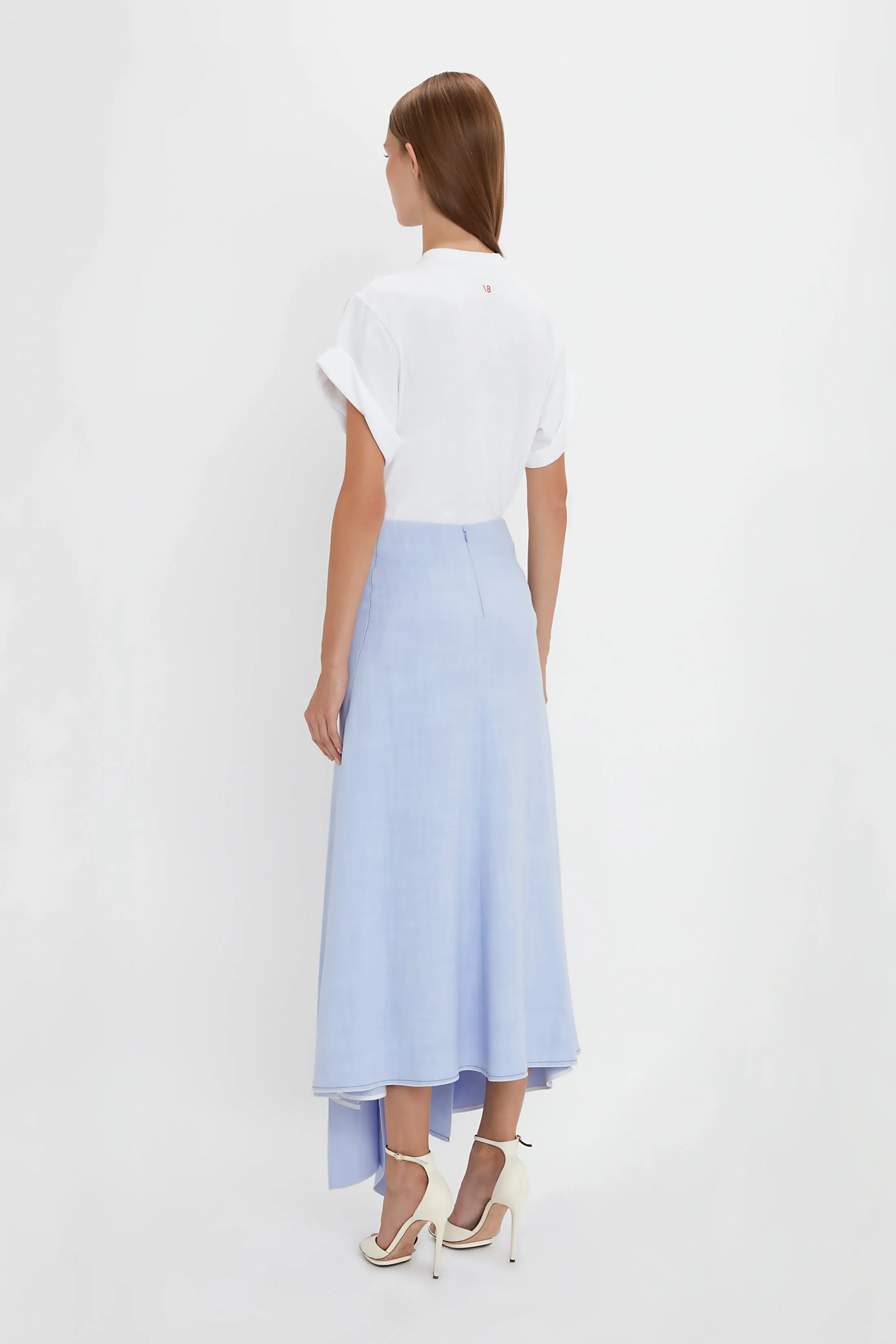 Asymmetric Tie Detail Skirt In Frost