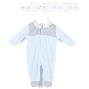 Baby Gi Ethan Blue Velour Sleepsuit