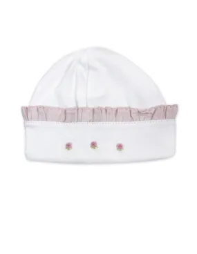 Baby Girl's White Pima Cotton Rose Buds Hat