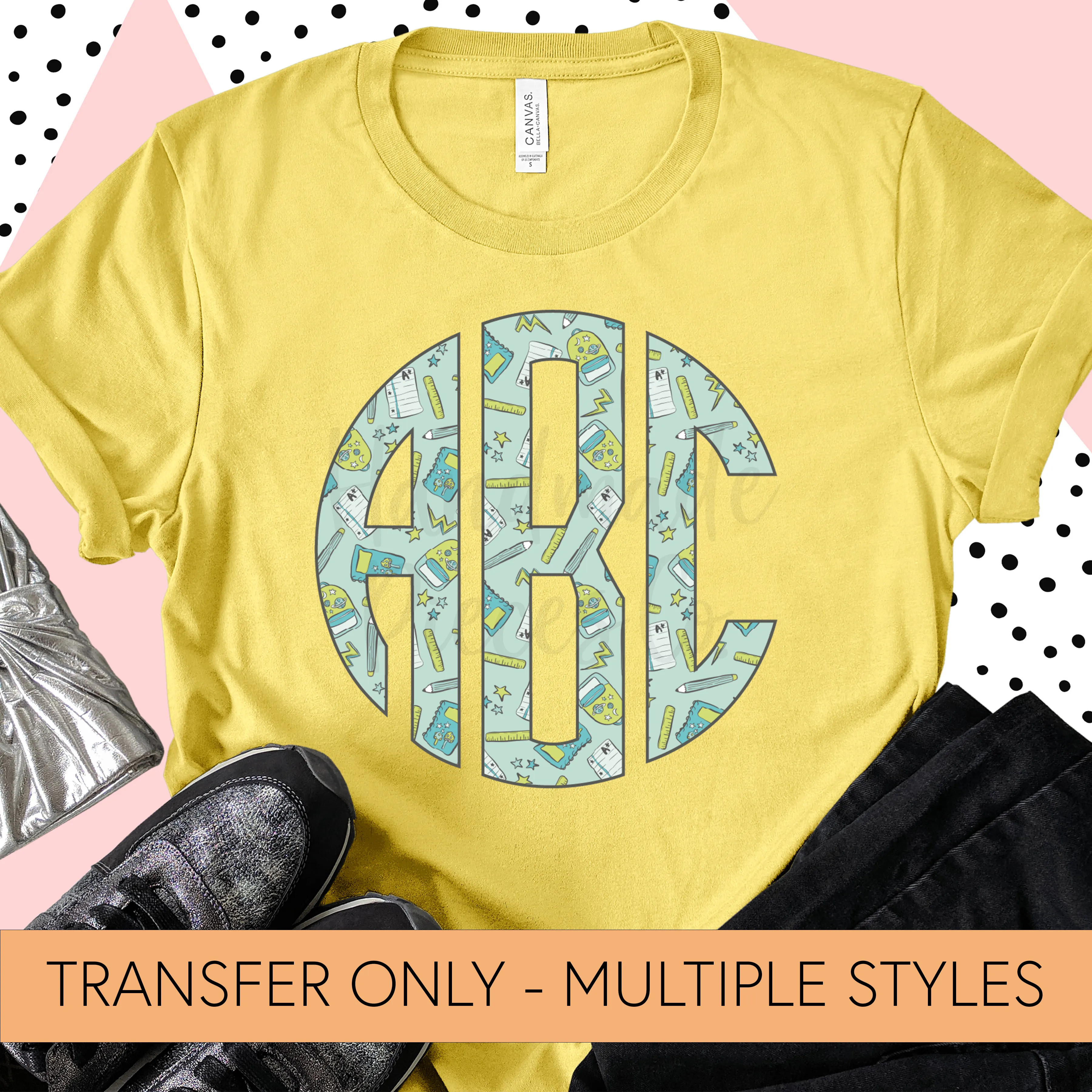 Back to School Monogram, Blue - Sublimation or HTV Transfer