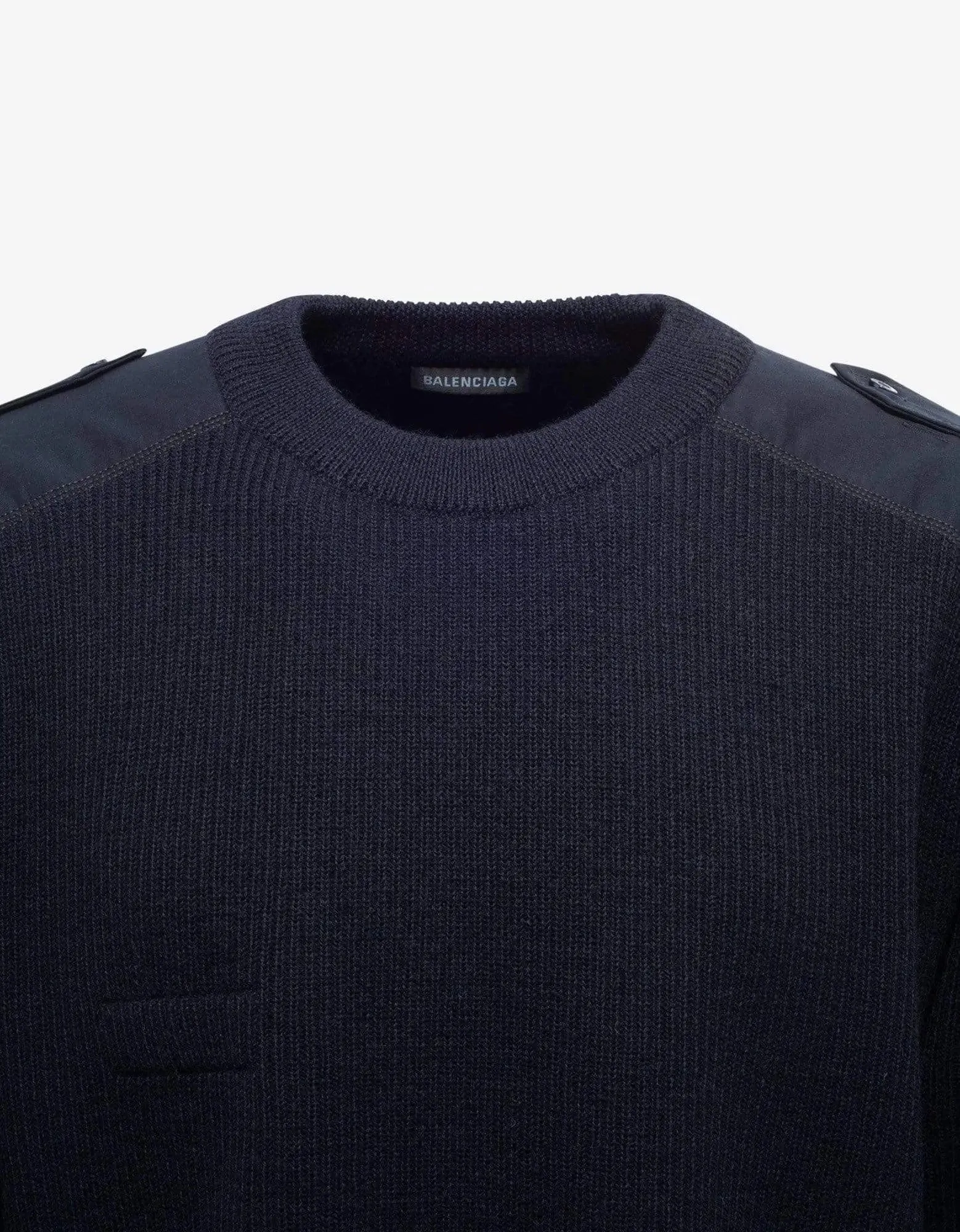 Balenciaga Navy Blue Logo Panelled Sweater