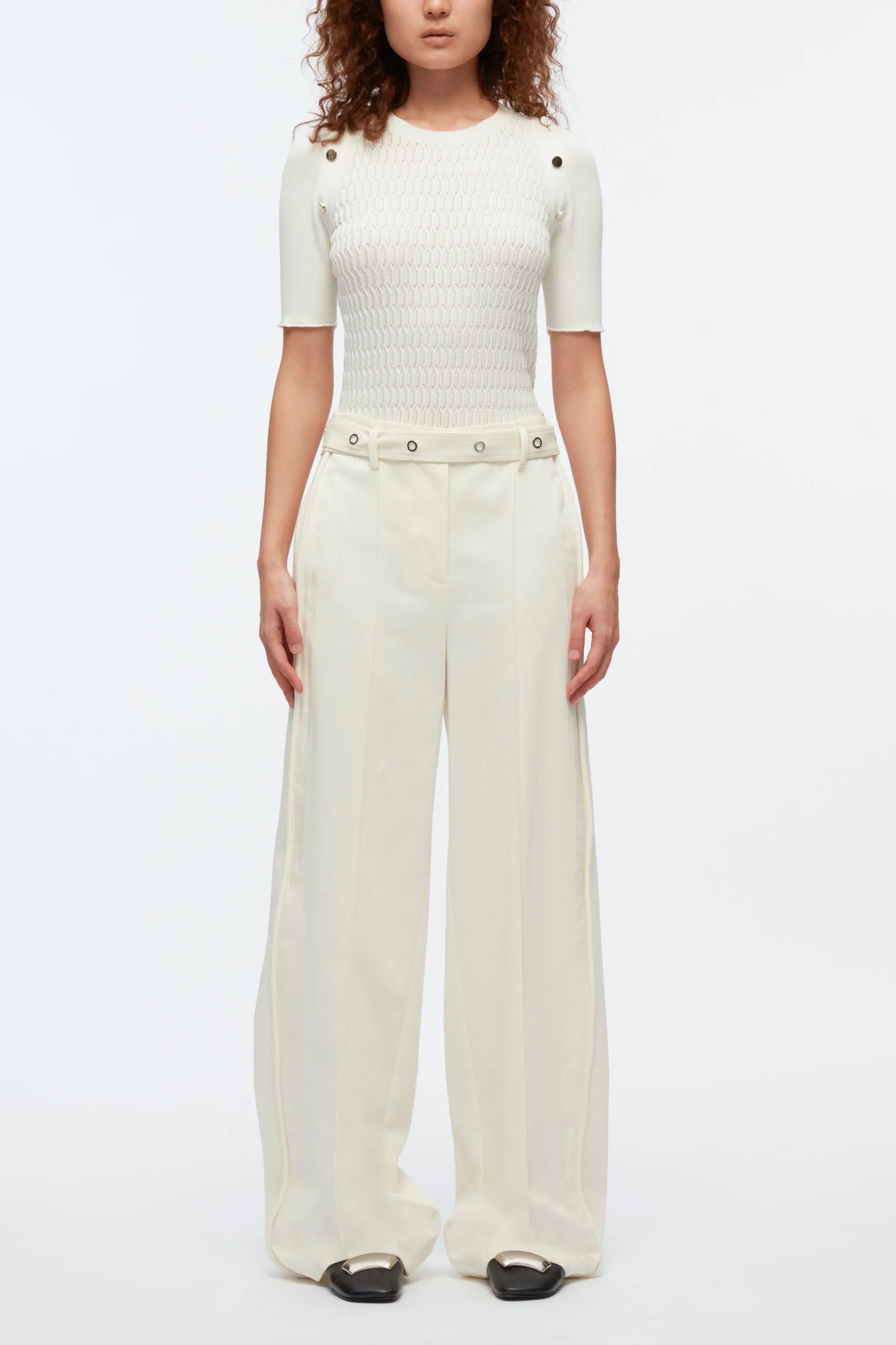 Belted Utility Pants With Panel Detail