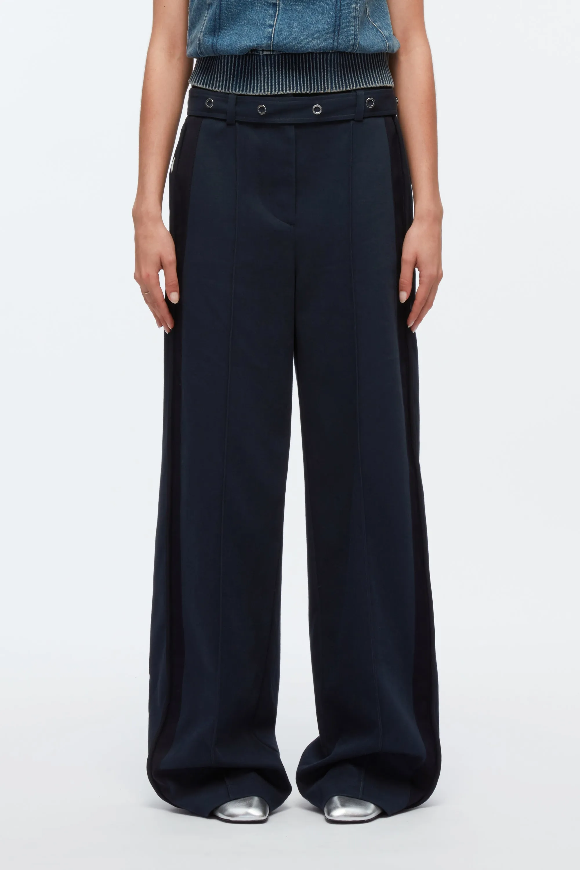 Belted Utility Pants With Panel Detail