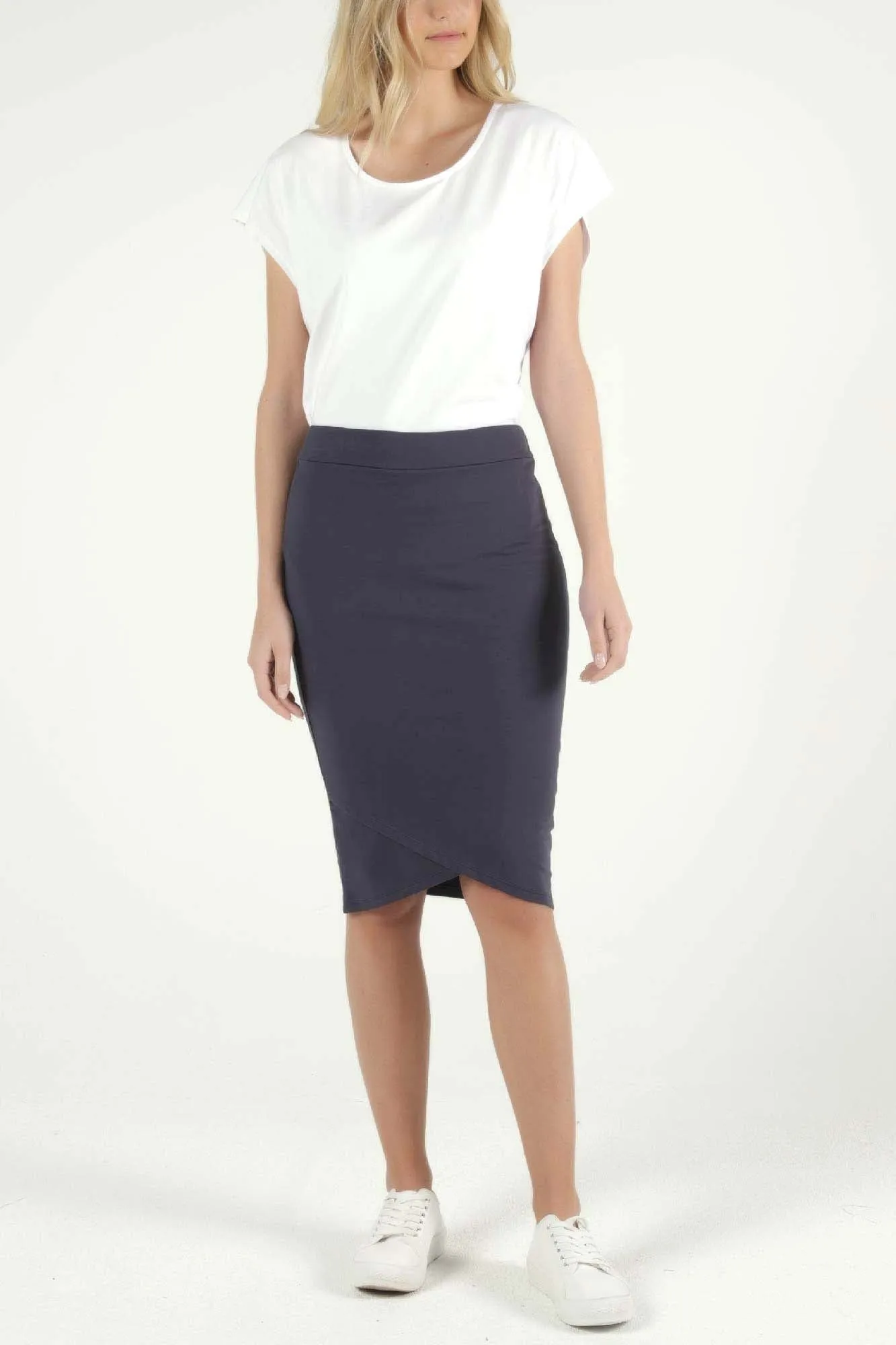 Betty Basics Siri Midi Skirt in Blue Stone