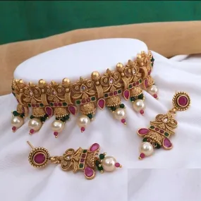 Bhavi Jewels Gold Plated Kundan Choker Necklace Set