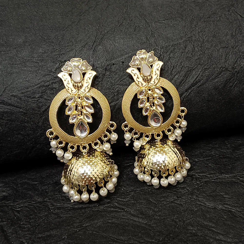 Bhavi Jewels Gold Plated Meenakari Jhumki Earrings