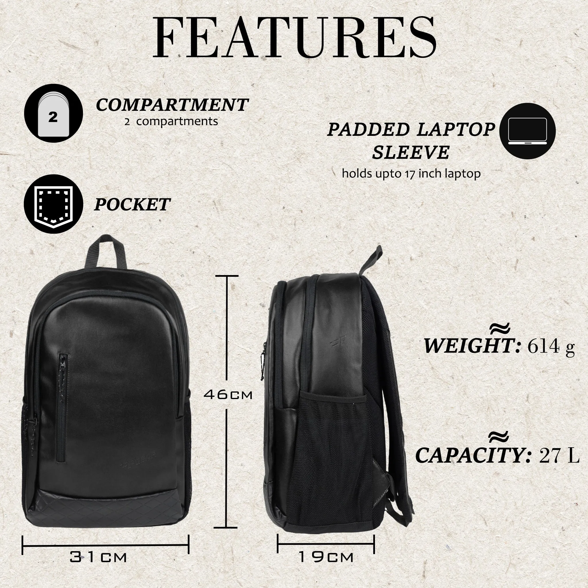 Bi Frost Executive 27L Black Laptop Backpack