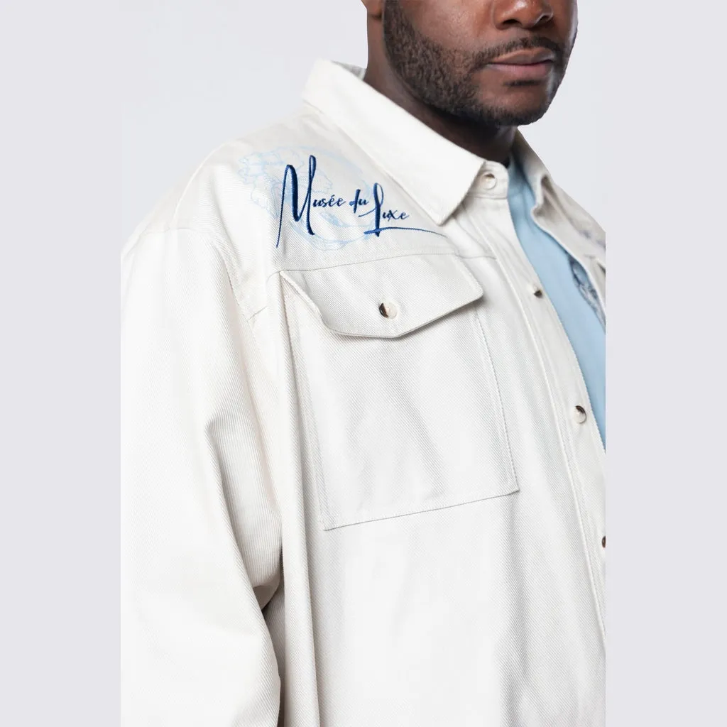 Big and Tall - Regular Collar LS Overshirt - Chalk